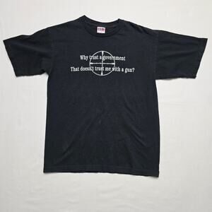 Vintage Pro Gun Shirt M Bayside Why Trust A Government Graphic Black Tee